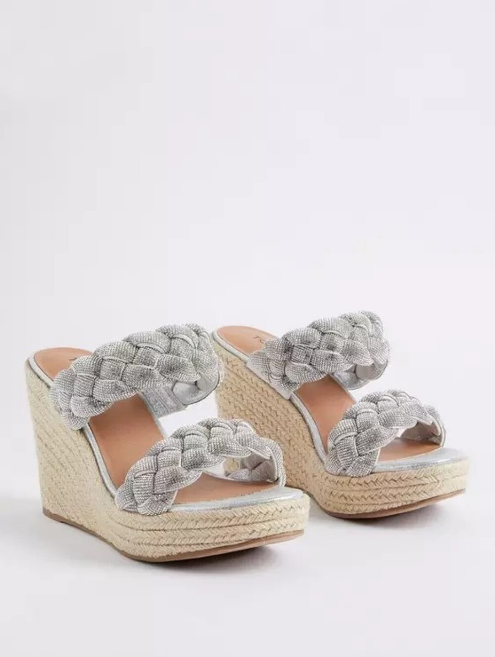 NWT Torrid Silver Braided Espadrille Platform Wedge Sandals